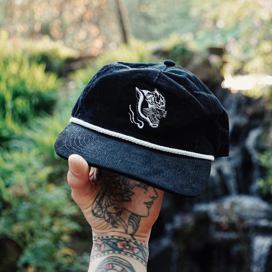 Black + white Cord Rope Cap