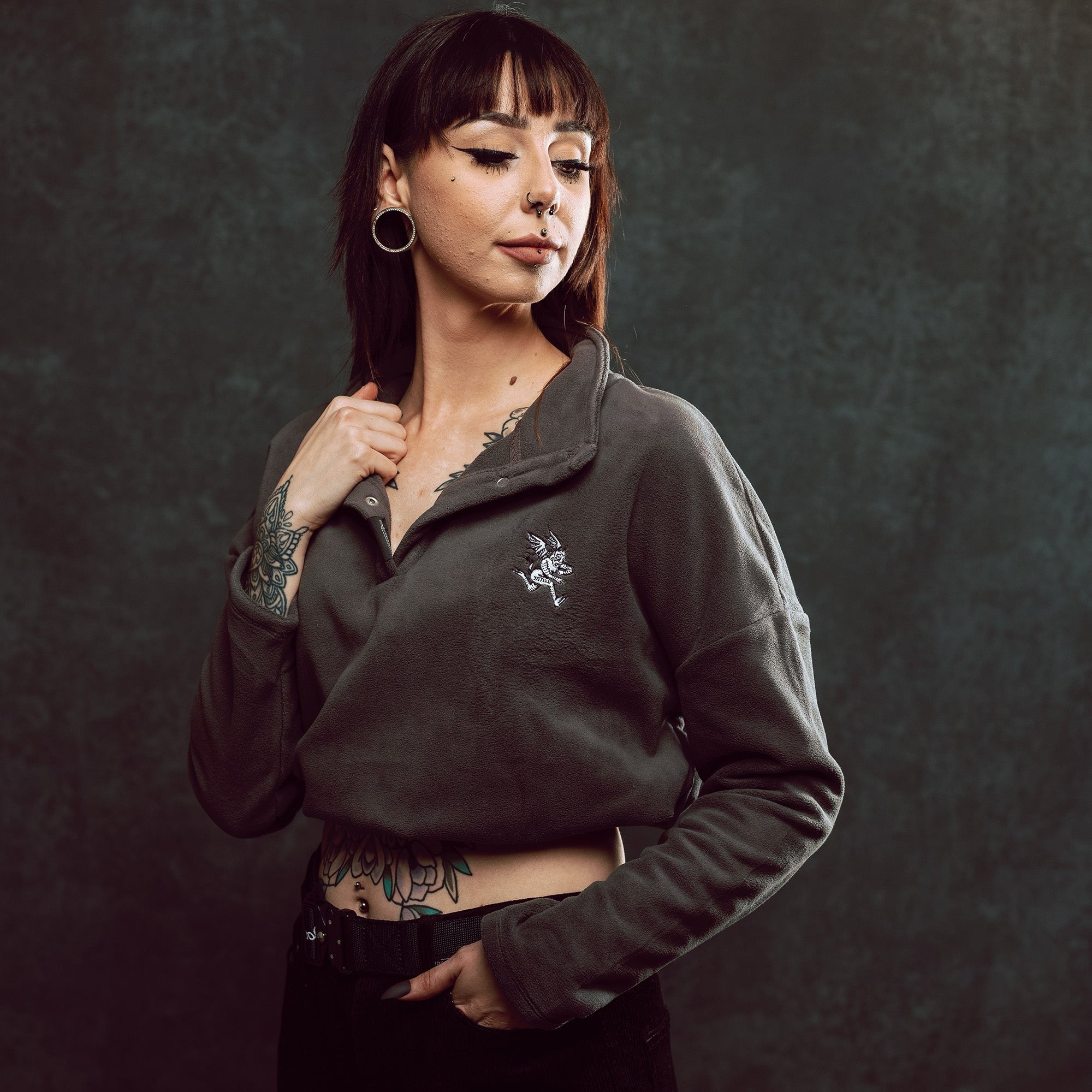 David Devil Charcoal Cropped Fleece | Womens Cropped Fleece
