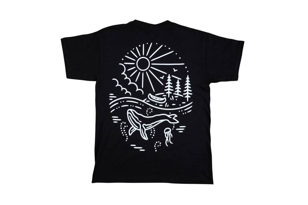 Lone Whale design prined onto a Black T-Shirt - doomsdayco Lone Whale Black T-Shirt back