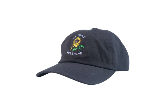 My Only Sunshine dsign embroidered onto a Black Dad Cap - doomsdayco My Only Sunshine Black Dad Cap