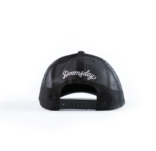 Neon Dragon design embroidered onto a black trucker cap - doomsdayco Neon Dragon Trucker Cap back