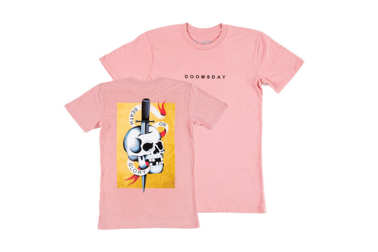 Pain1666 Death or Glory design printed onto a Rose T-shirt - doomsdayco Pain1666 Death or Glory Rose T-shirt merged