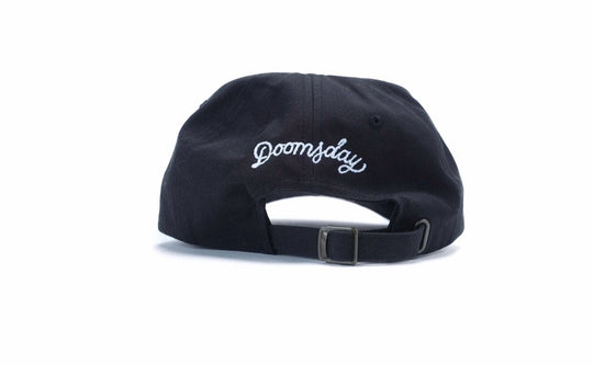 Rose design embroidered onto Black Dad Cap with adjustable size strap on back - doomsdayco Rose Black Dad Cap back