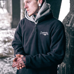 Flower ¼ Zip Fleece - black