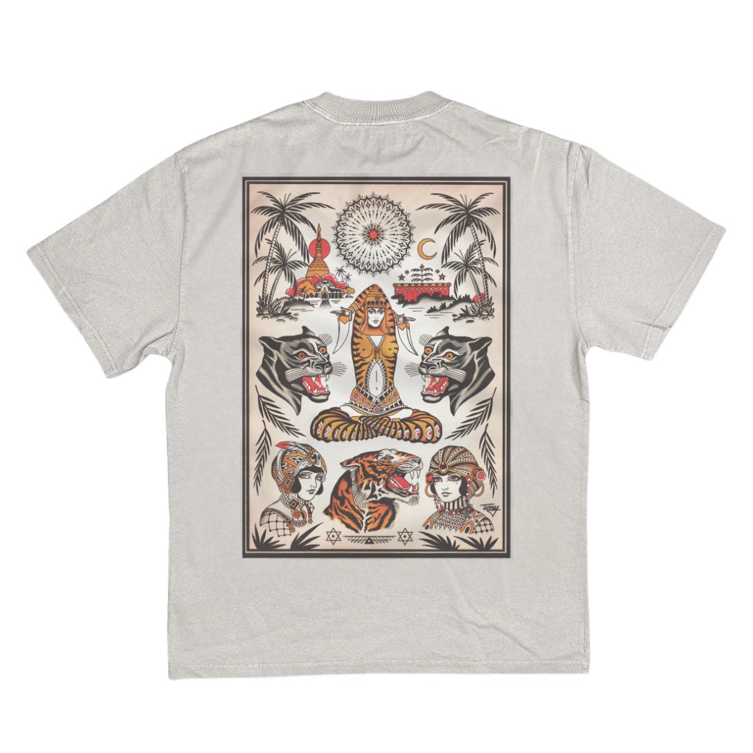 Tony Blue Arms Flash Heavy Faded White T-Shirt