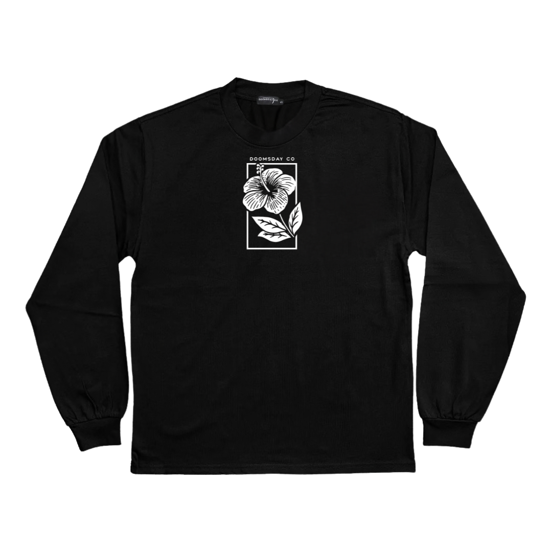 Willow Hibiscus Black Heavy Long Sleeve