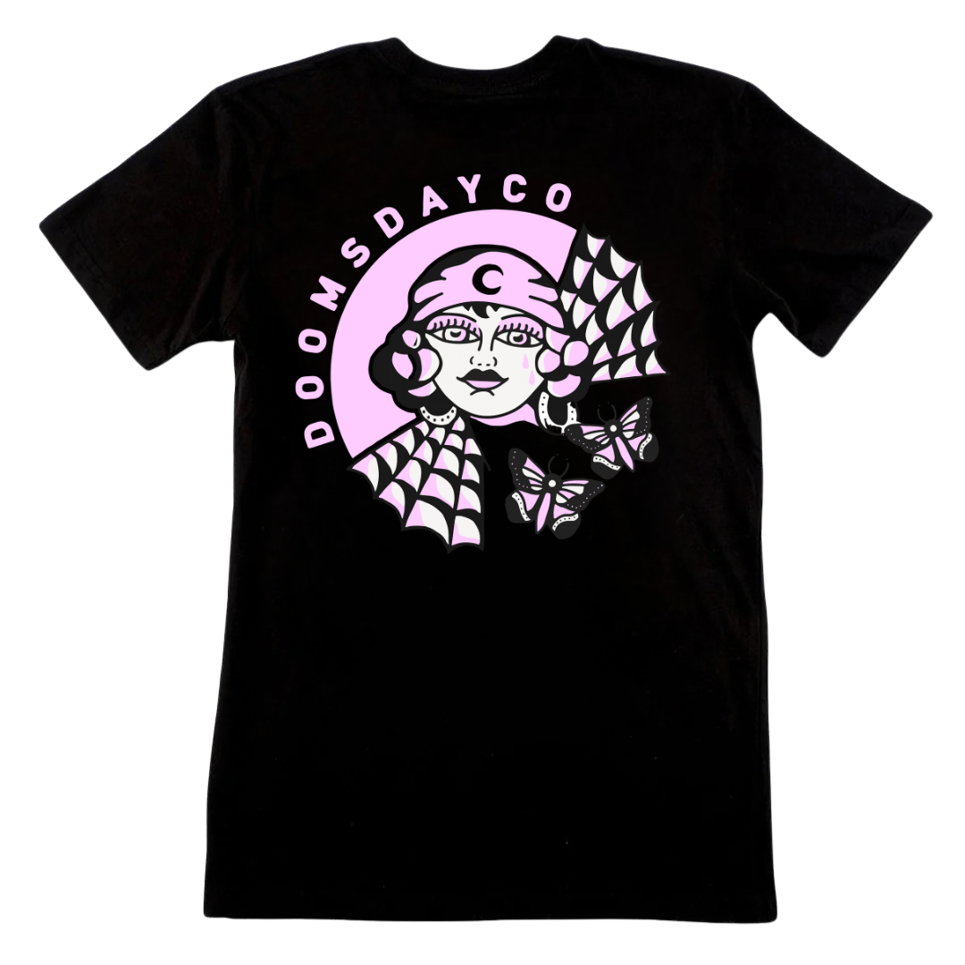 Pink Mystic Lady Black T-Shirt