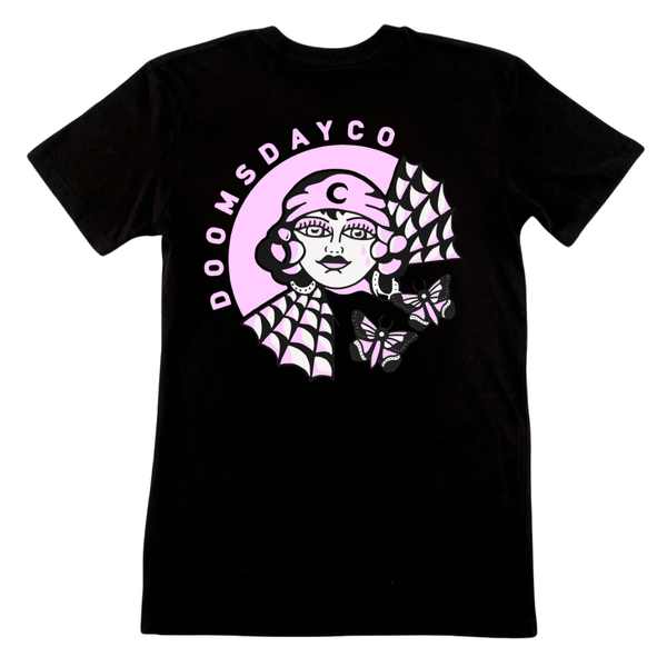 Pink Mystic Lady Black T-Shirt