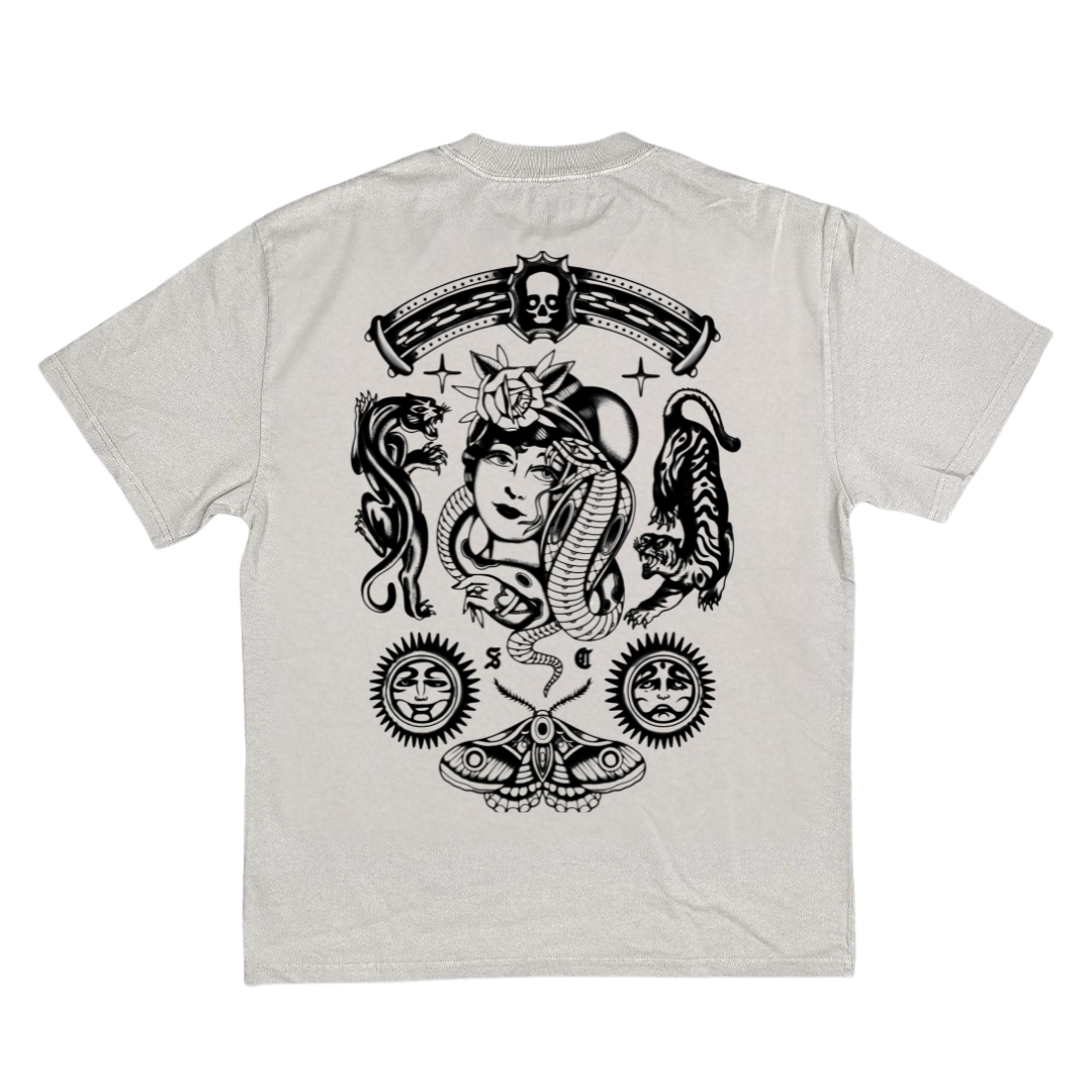 Panther Tiger Heavy Faded White T-Shirt
