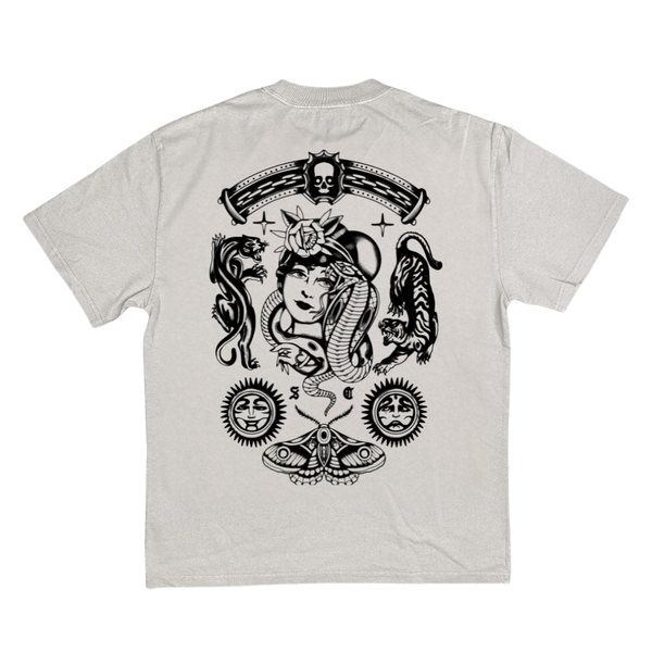 Panther Tiger Heavy Faded White T-Shirt