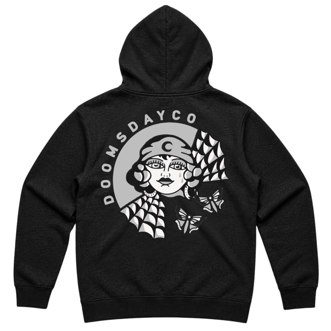 Grey Mystic Lady Black Hoodie