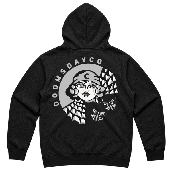 Grey Mystic Lady Black Hoodie