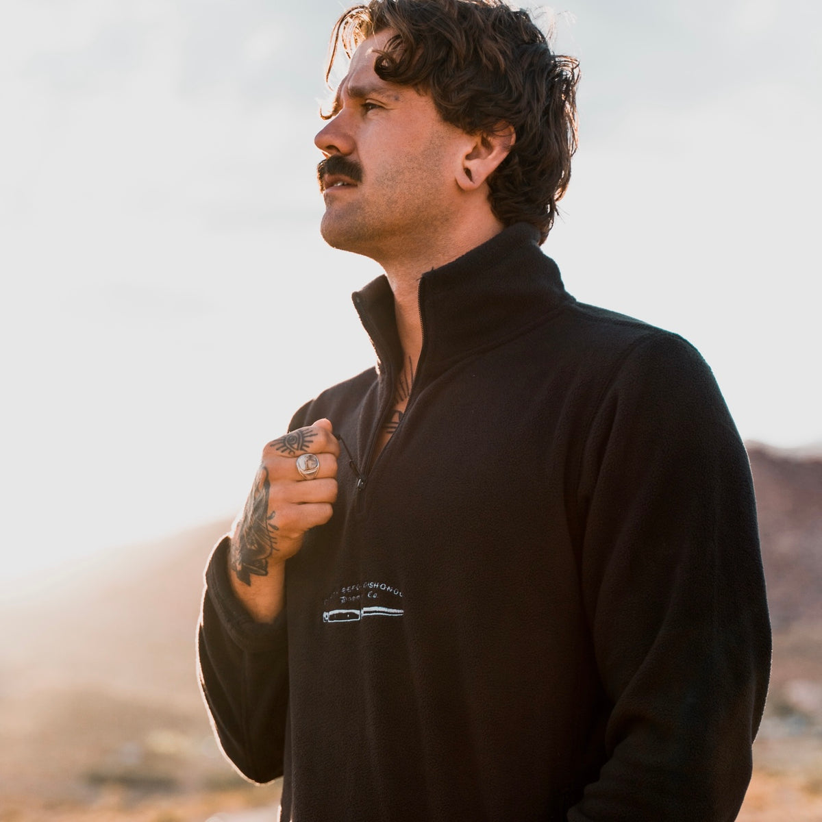 Dishonour ¼ Zip Fleece - black