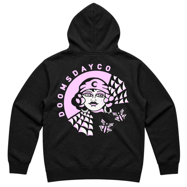 Pink Mystic Lady Black Hoodie