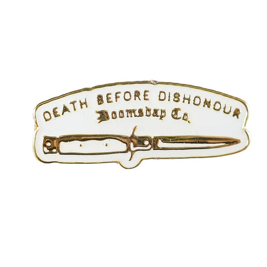 Death Before Dishonour White & Gold Pin