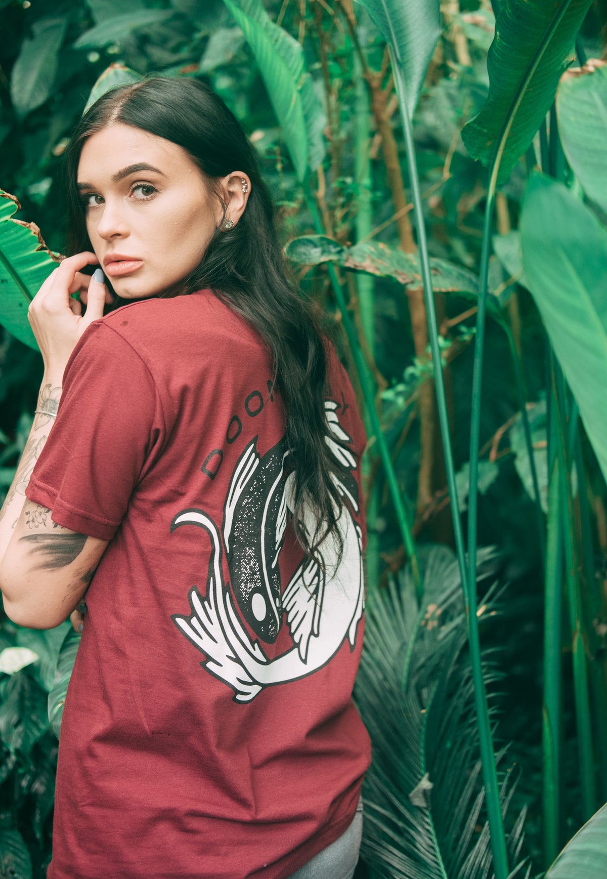 Yin-yang Burgundy T-shirt