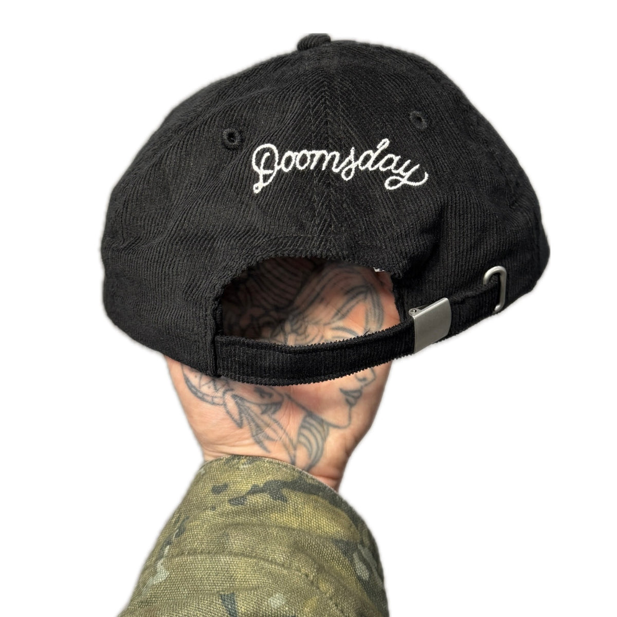 Black Corduroy Tribal Rose dad cap