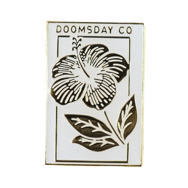 Hibiscus White Enamel Pin