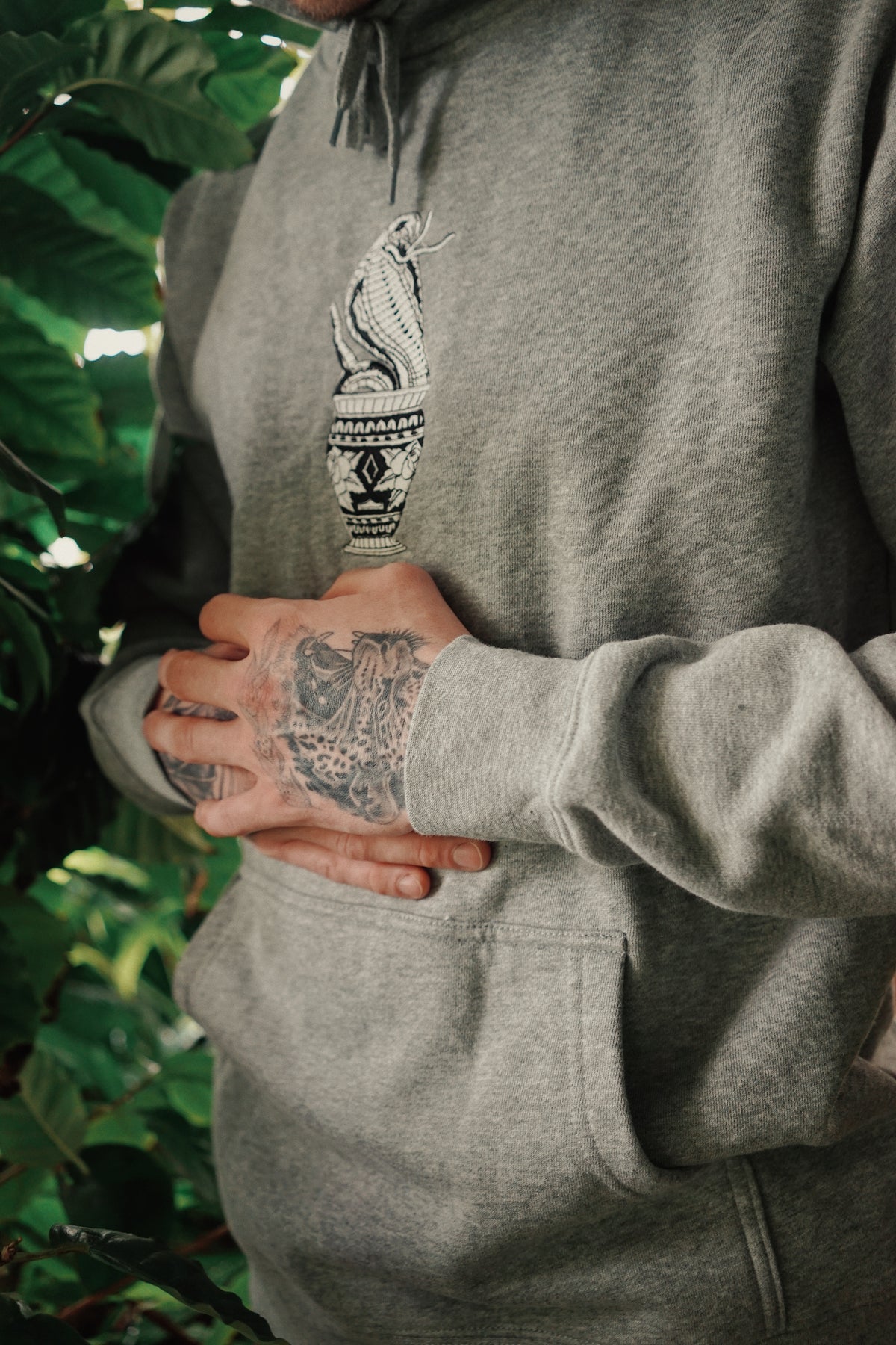 Cobra embroidered Grey hoodie