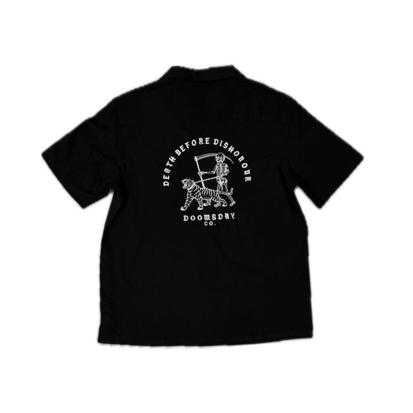 Black Embroidered Cuban Shirt