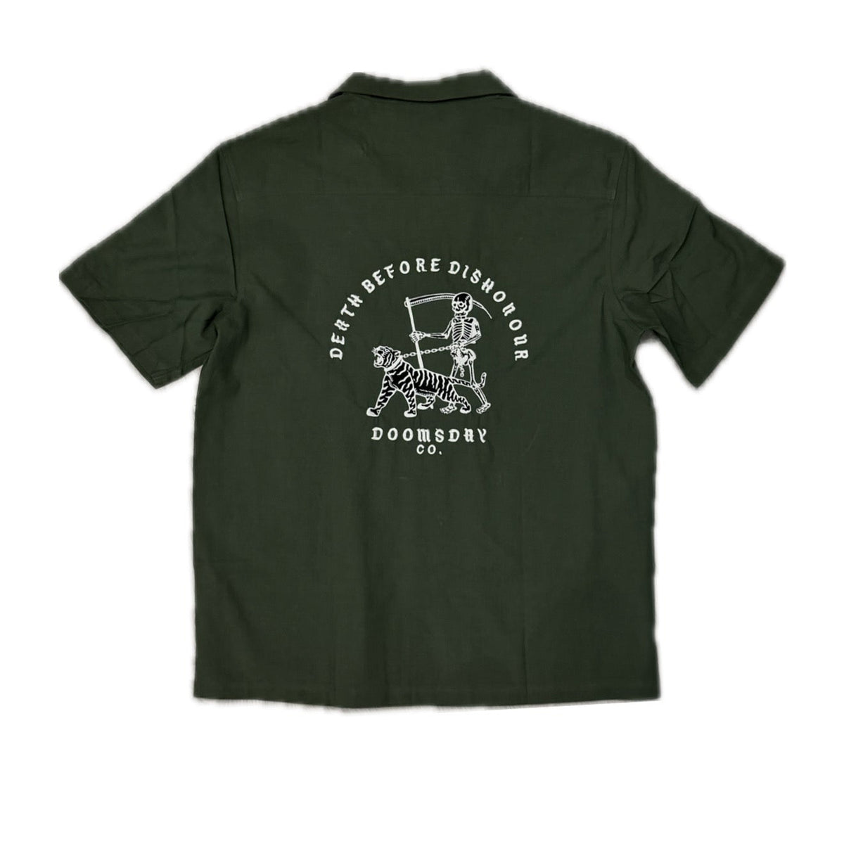 Khaki Embroidered Cuban Shirt