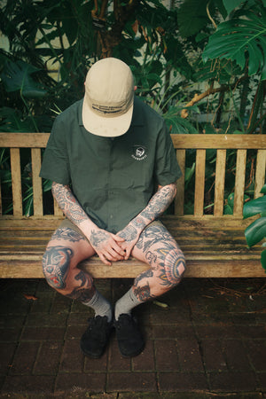 Khaki Embroidered Cuban Shirt