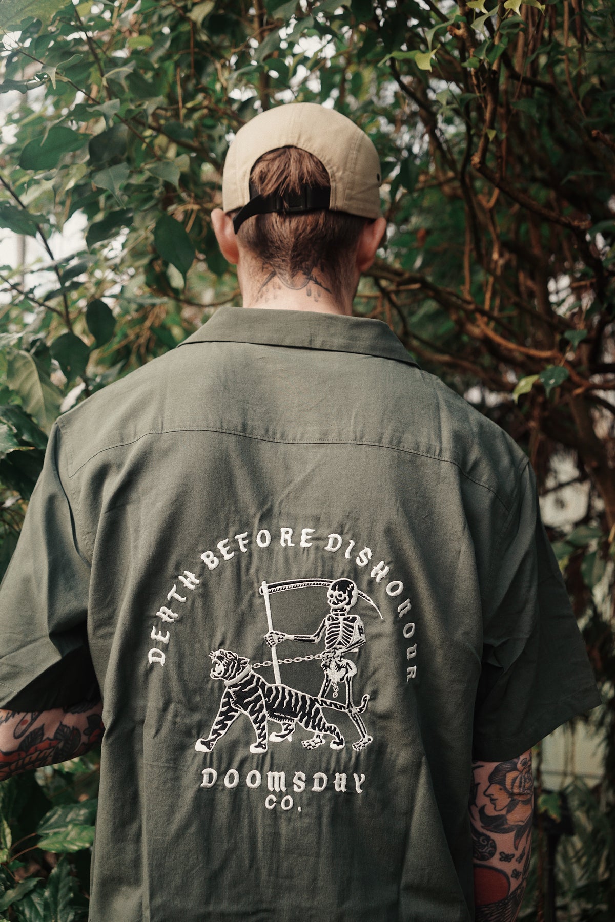 Khaki Embroidered Cuban Shirt