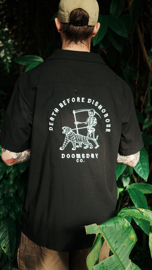 Black Embroidered Cuban Shirt
