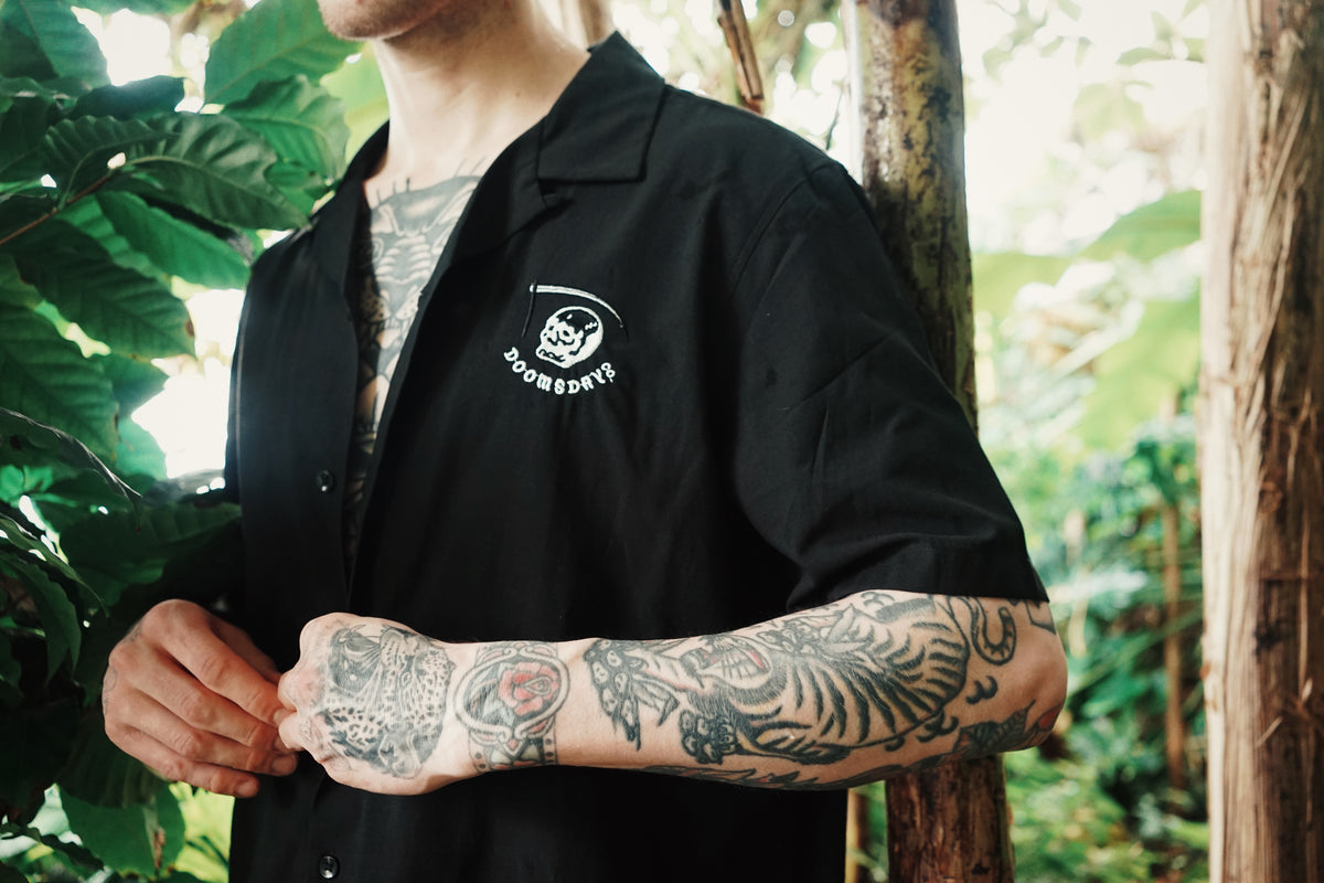 Black Embroidered Cuban Shirt