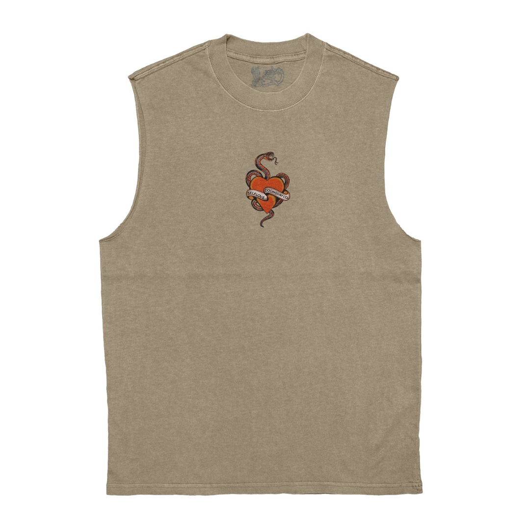 Self Love Heavy Faded Tan Tank
