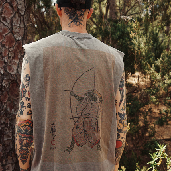 Heavy faded grey Archer Vest
