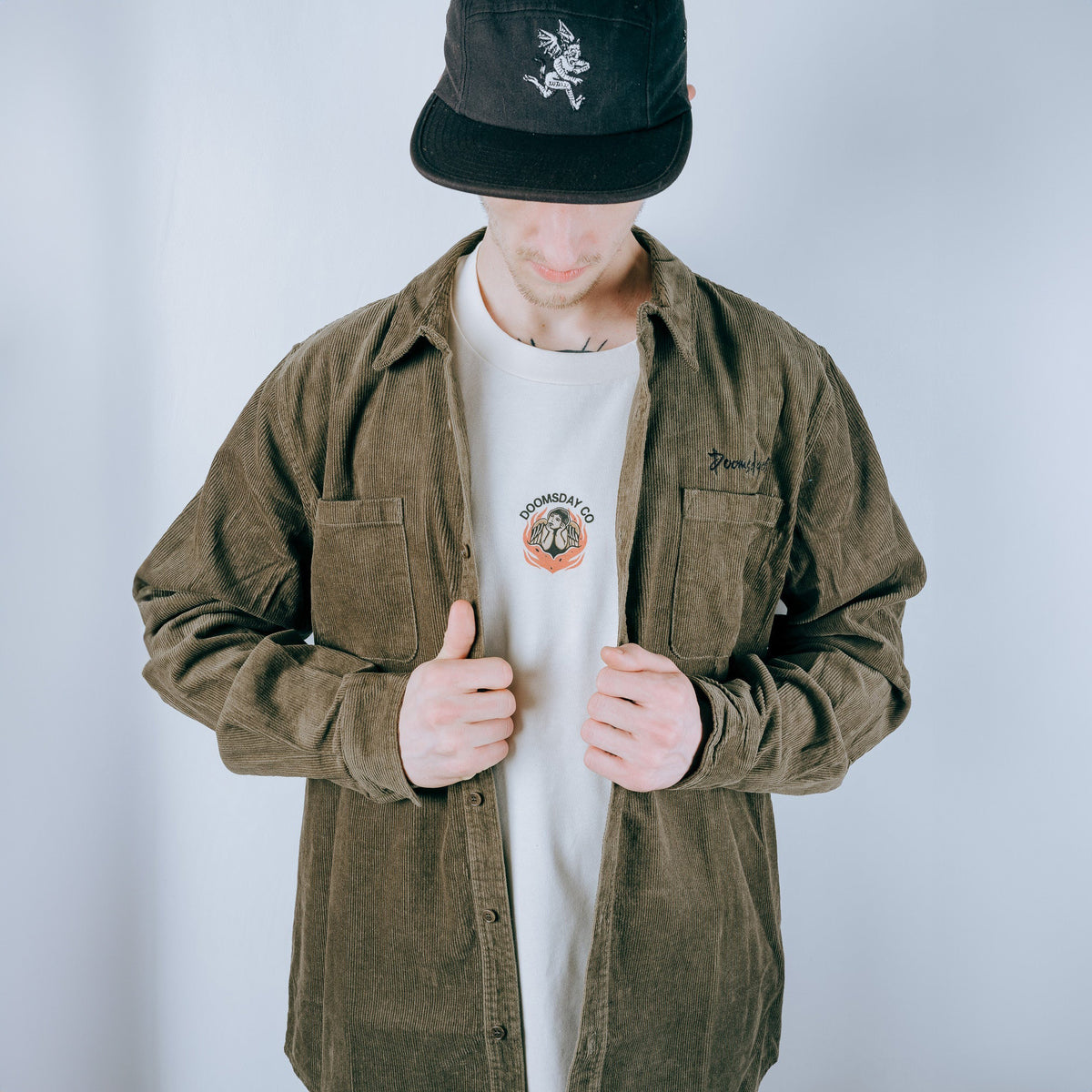 Essential Corduroy Shirt - Army Green