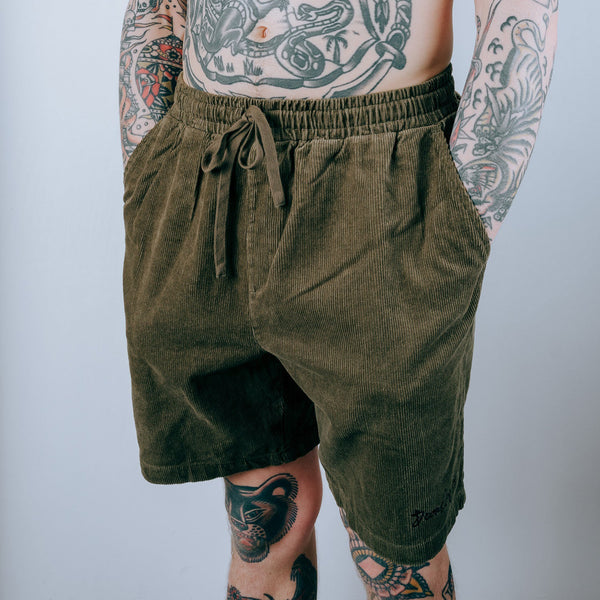 Doomsday Corduroy Shorts - Army Green