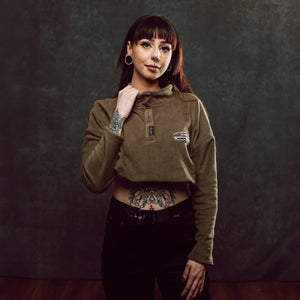 Death Before dishonour Cropped Fleece - Olive