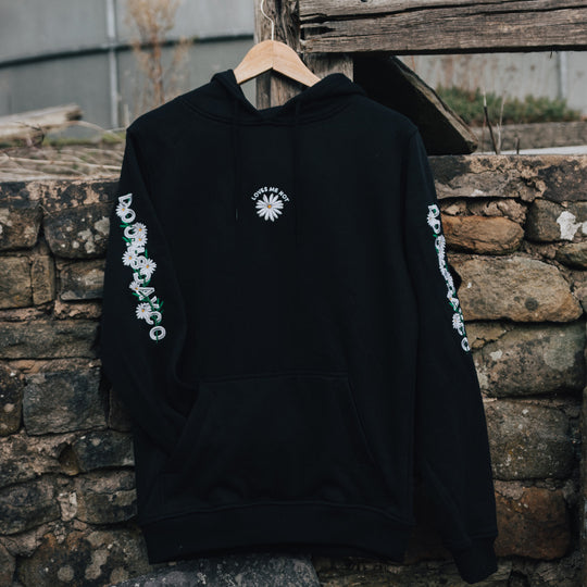 Daisy Sleeve Embroidered hoodie Black