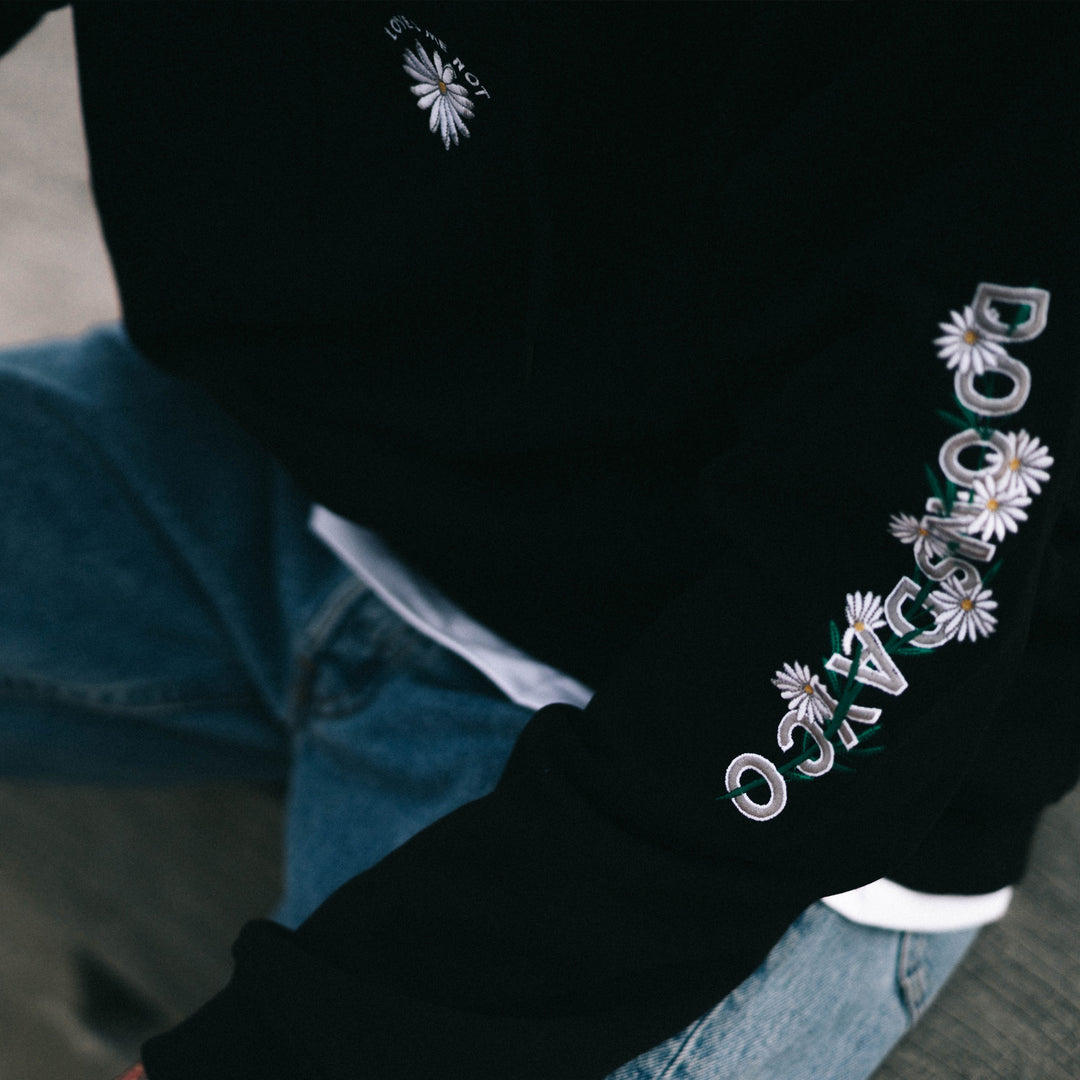 Daisy Sleeve Embroidered hoodie Black