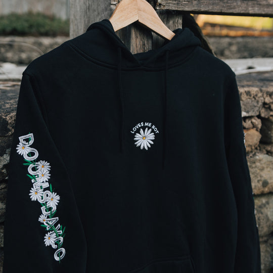 Daisy Sleeve Embroidered hoodie Black