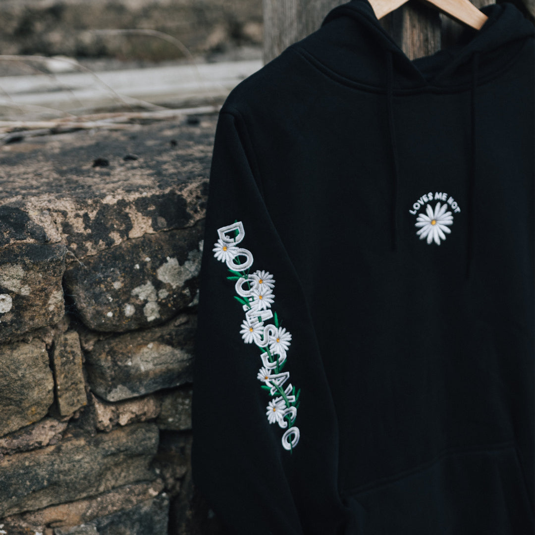 Daisy Sleeve Embroidered hoodie Black