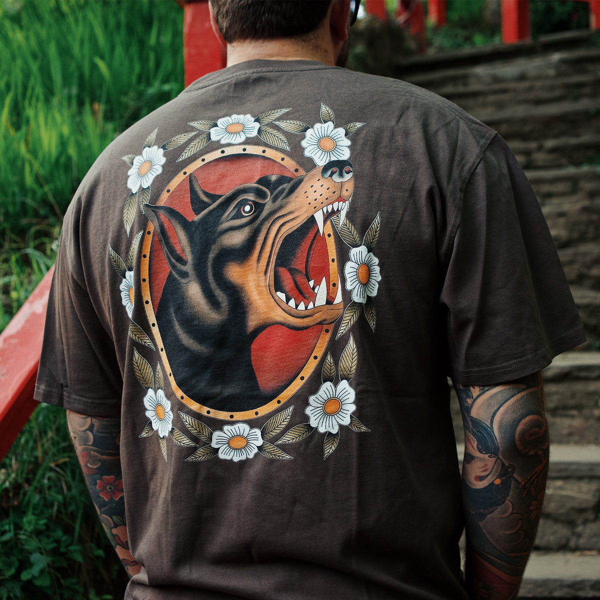 Doberman Heavy Tee in Faded Brown