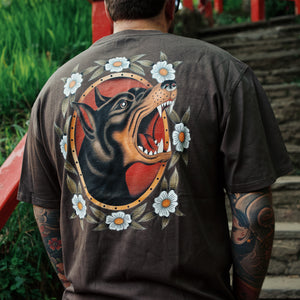 Doberman Heavy Tee in Faded Brown