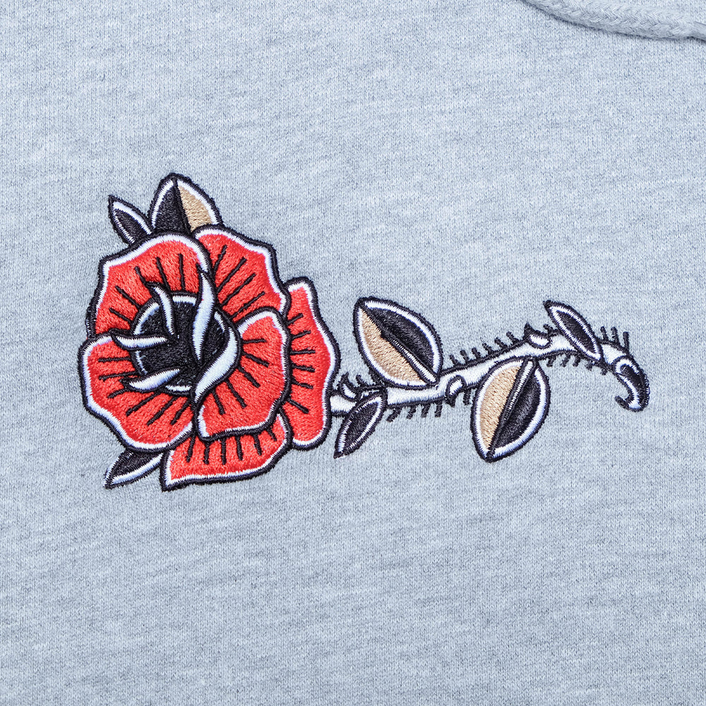 Embroidered Rose Grey Hoodie