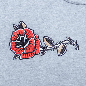 Embroidered Rose Grey Hoodie
