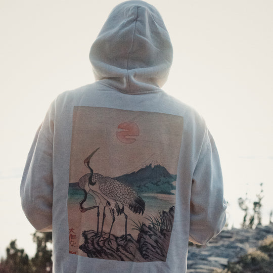 Mount Fuji faded bone Hoodie