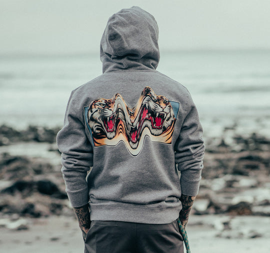 Trippy Tiger Hoodie - Grey