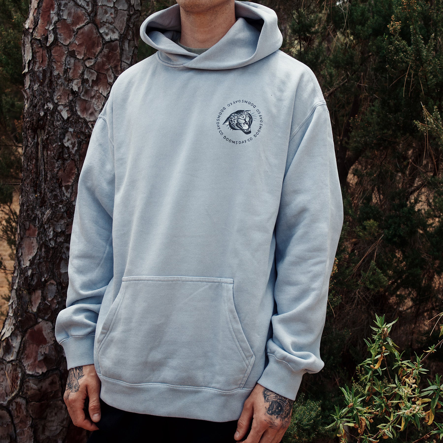 Tony Bluearms faded powder Blue Hoodie