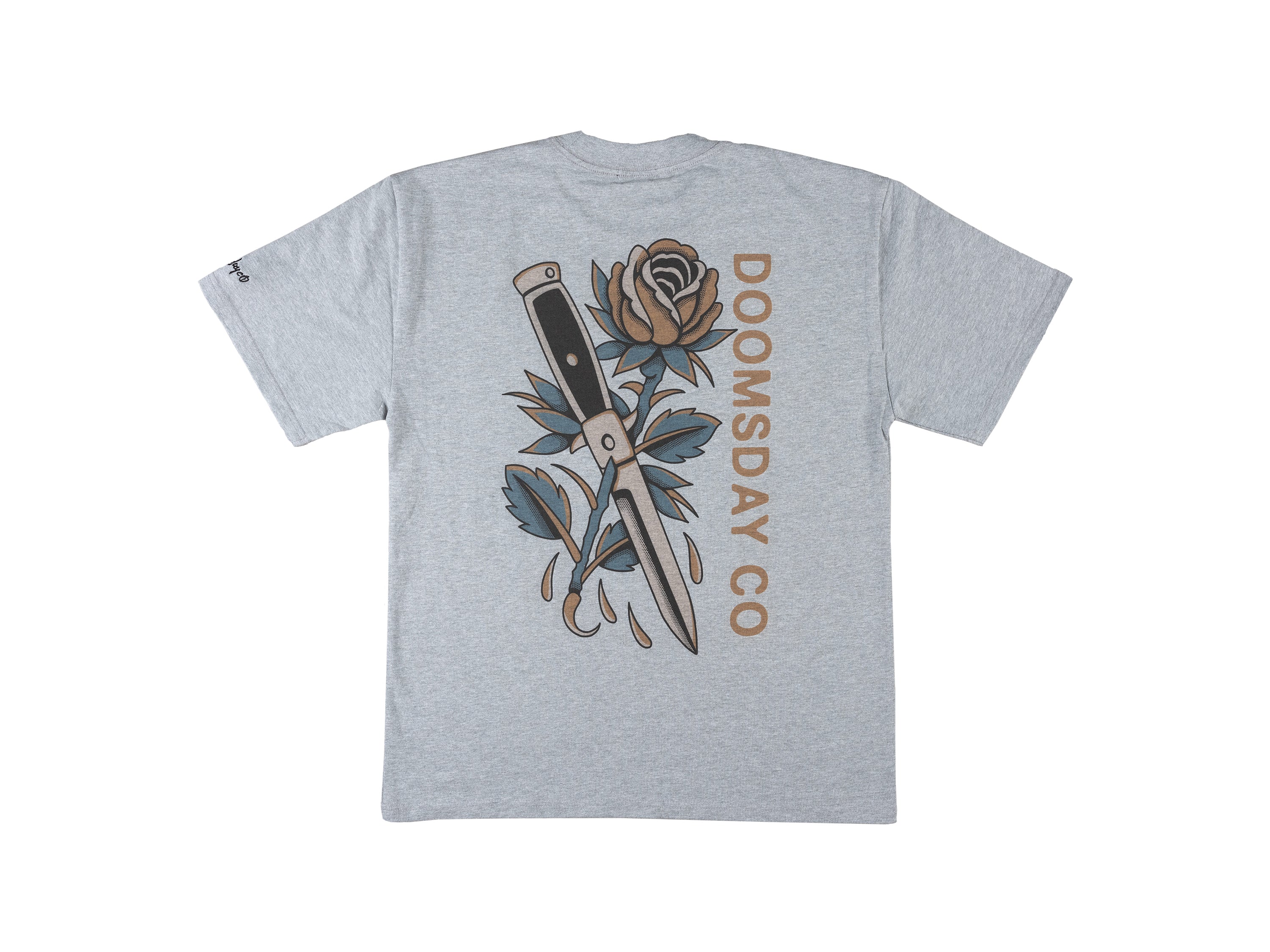 Dagger & rose Heavy T-shirt - Grey ‐ Doomsday Co