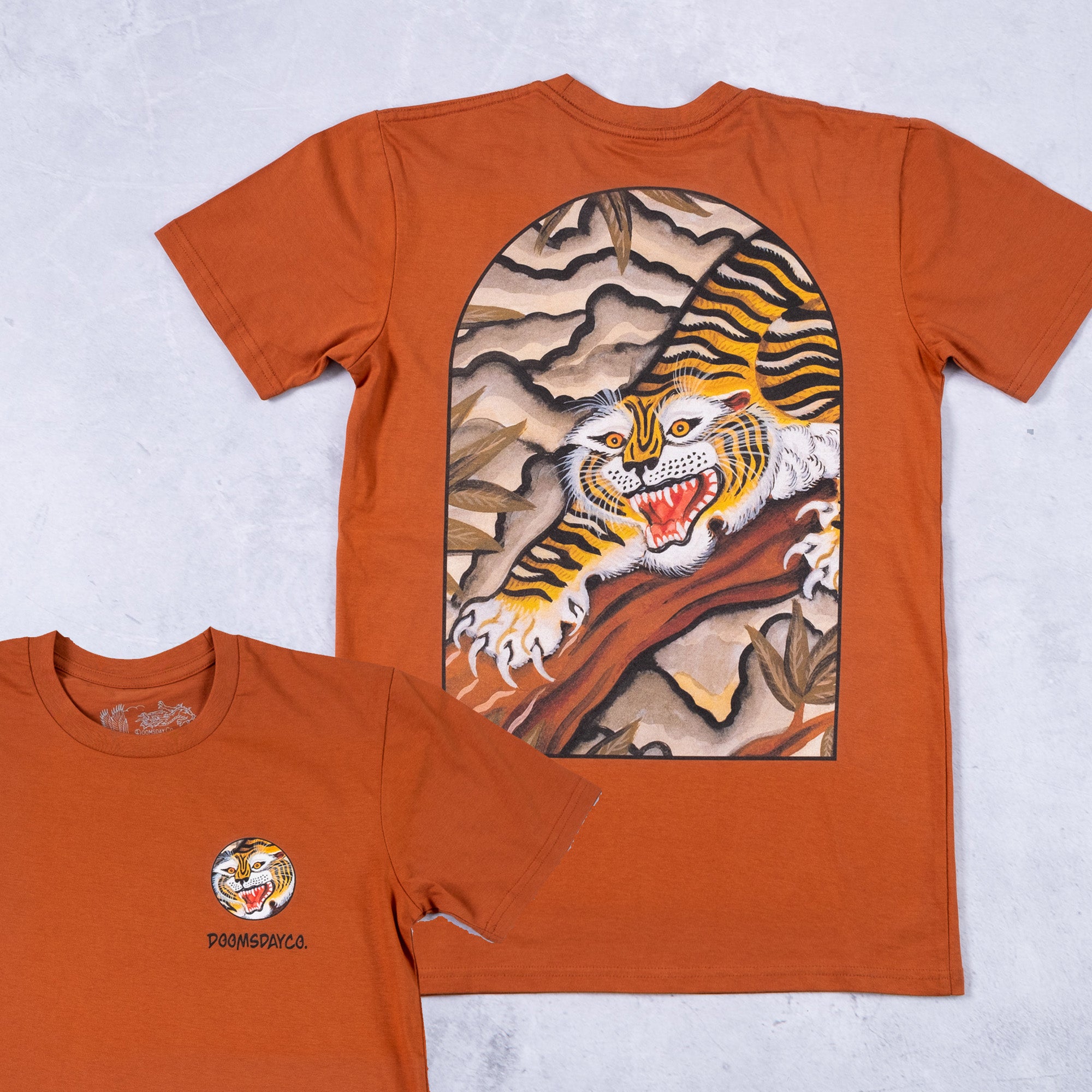 Daniel Lacalle Tiger Rust T-shirt | Traditional Tattoo Inspired