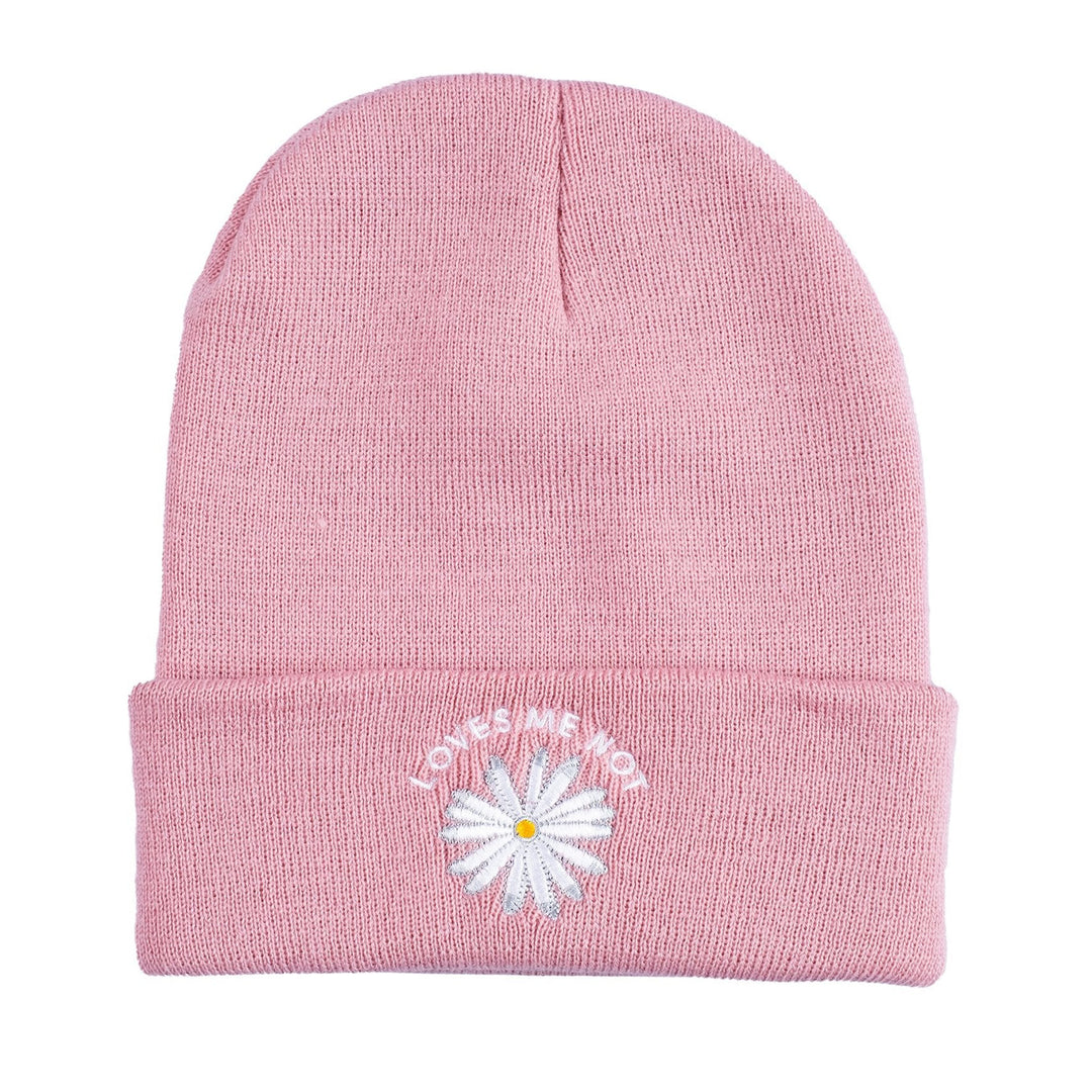 Loves Me Not Embroidered Beanie - Baby Pink
