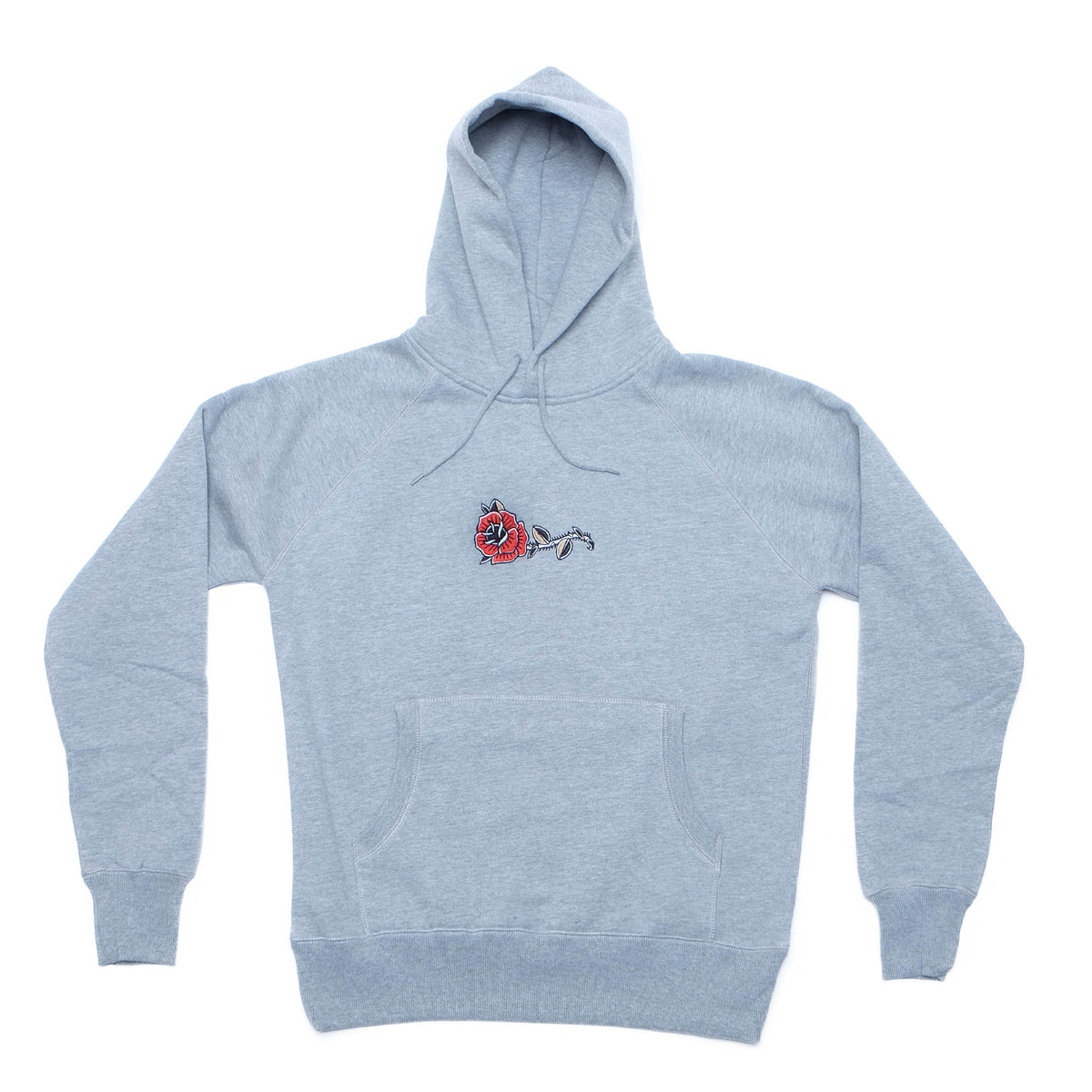 Embroidered Rose Grey Hoodie