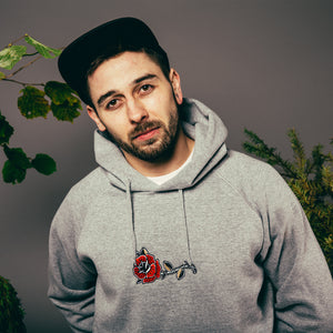 Embroidered Rose Grey Hoodie